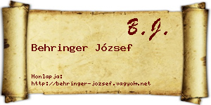 Behringer József névjegykártya